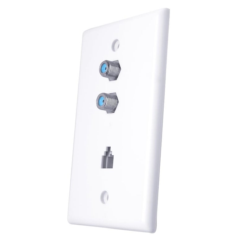 Skywalker Wall Plate w/Dual 3.0Ghz F-81 and Phone Connector (White) - Image 3